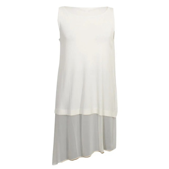 Eileen Fisher Cream Silk Jersey & Chiffon Tunic Top - Picture 9 of 10